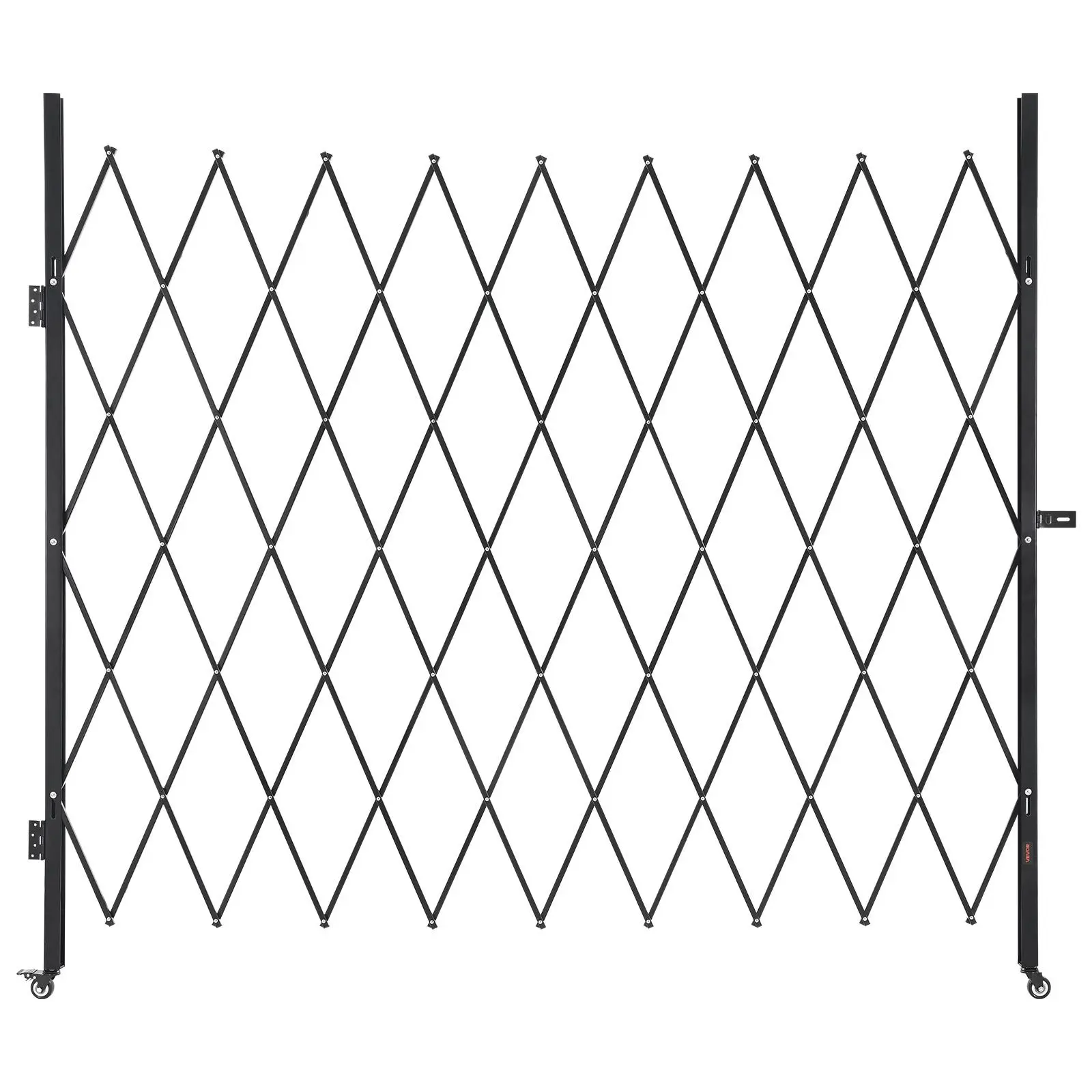 VEVOR Single Folding Steel Frame Security Gate, Lockable Scissor Design with 360° Swivel Casters, Retractable Outdoor Barricade for Entry Security, Garage, 86.61x86.81in (WxH)#BacktoSchool