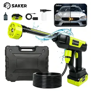 Saker Cordless Pressure Washer Gun 1200PSI 21V 1500mAh Battery 6-in-1 Nozzles for Cars Driveways Patios High-Quality Accessories Included