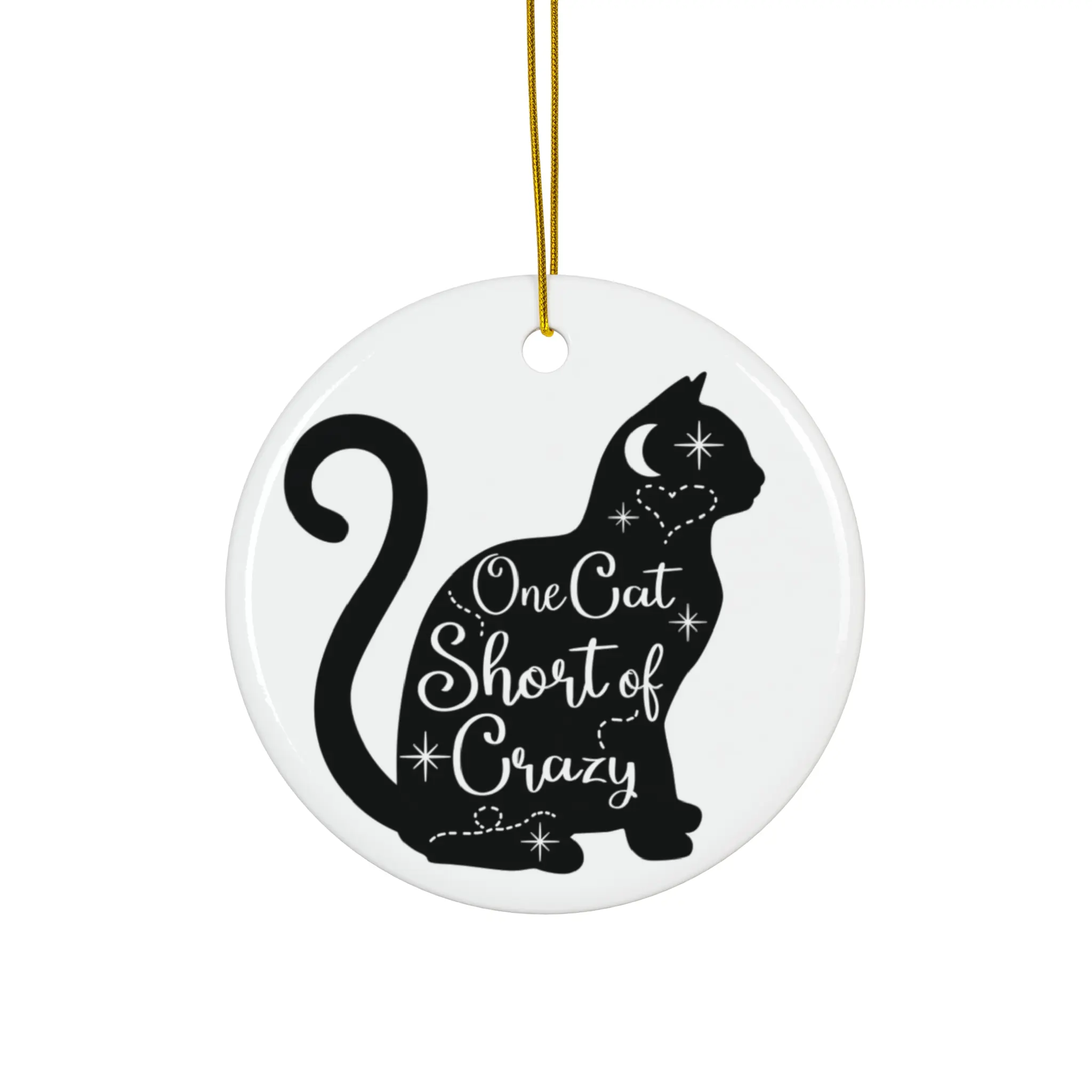 Cat Ceramic Ornament, Funny Christmas Tree Decor, Cat Lover Gift, Holiday Cat Ornament, Cat Christmas Decoration