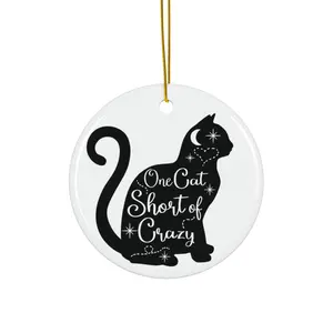 Cat Ceramic Ornament, Funny Christmas Tree Decor, Cat Lover Gift, Holiday Cat Ornament, Cat Christmas Decoration