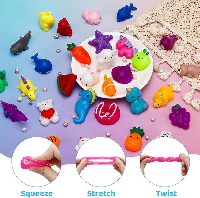 100‑Pack Mochi Squishy Toys Bulk | Party Favors for Kids 4‑8 & 8‑12 | Mini Kawaii Squishy Fidget Toys for Goodie Bags, Classroom Prizes, Birthday & Xmas Stuffers