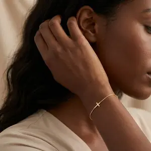 Elegant 14K Real Gold Plated Cross Chain Bracelet, Exquisite Bracelet, Perfect Valentine's Day gift, Mother's Day present, and daily wearable jewelry