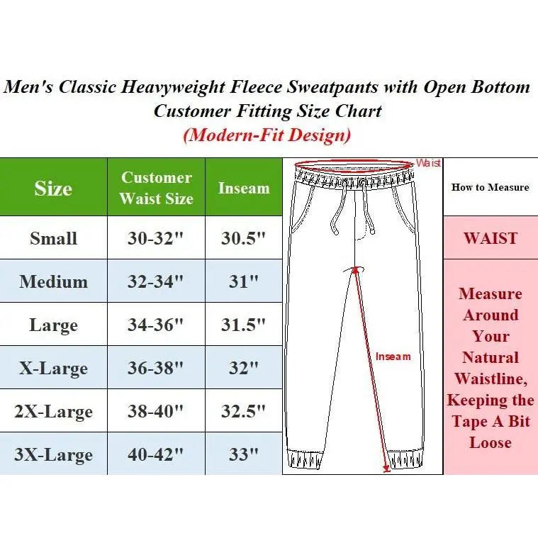 3-Pack Men's Classic Heavyweight Fleece Sweatpants with Open Bottom (S-3XL) 3-Pack Men's Classic Heavyweight Fleece Sweatpants with Open Bottom (S-3XL)