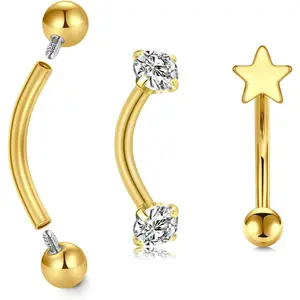 Rook Piercing Jewelry Rook Jewelry Rook Earrings Surgical Steel Silver Gold Eyebrow Piercing Jewelry Internally Threaded Eyebrow Rings 16g Vertical Labret Lip Jewelry 8mm 10mm