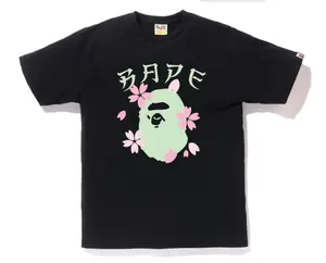 Bape Ape Head Green Sakura Tee Black - M, L