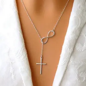 Women's Cross Y-Chain Pendant Necklace, Fade Resistant Delicate Charm, Waterproof Religious Jewelry Gift, Perfect for Friday, Valentine's Day, Christmas, Dainty Cross Necklace