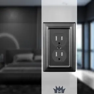 Architectural Duplex Outlet Wall Switch Plate - Black Aluminum