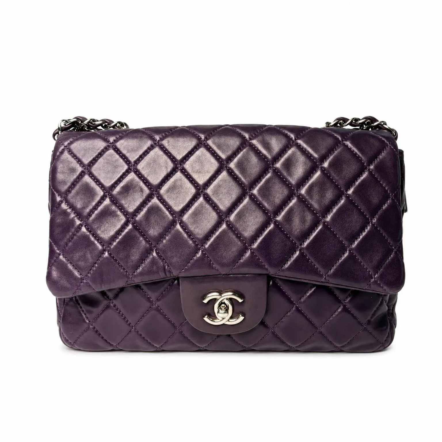 Pre-owned CHANEL X Shoulder Bags Quilted Leather Jumbo Classic Flap Bag purple