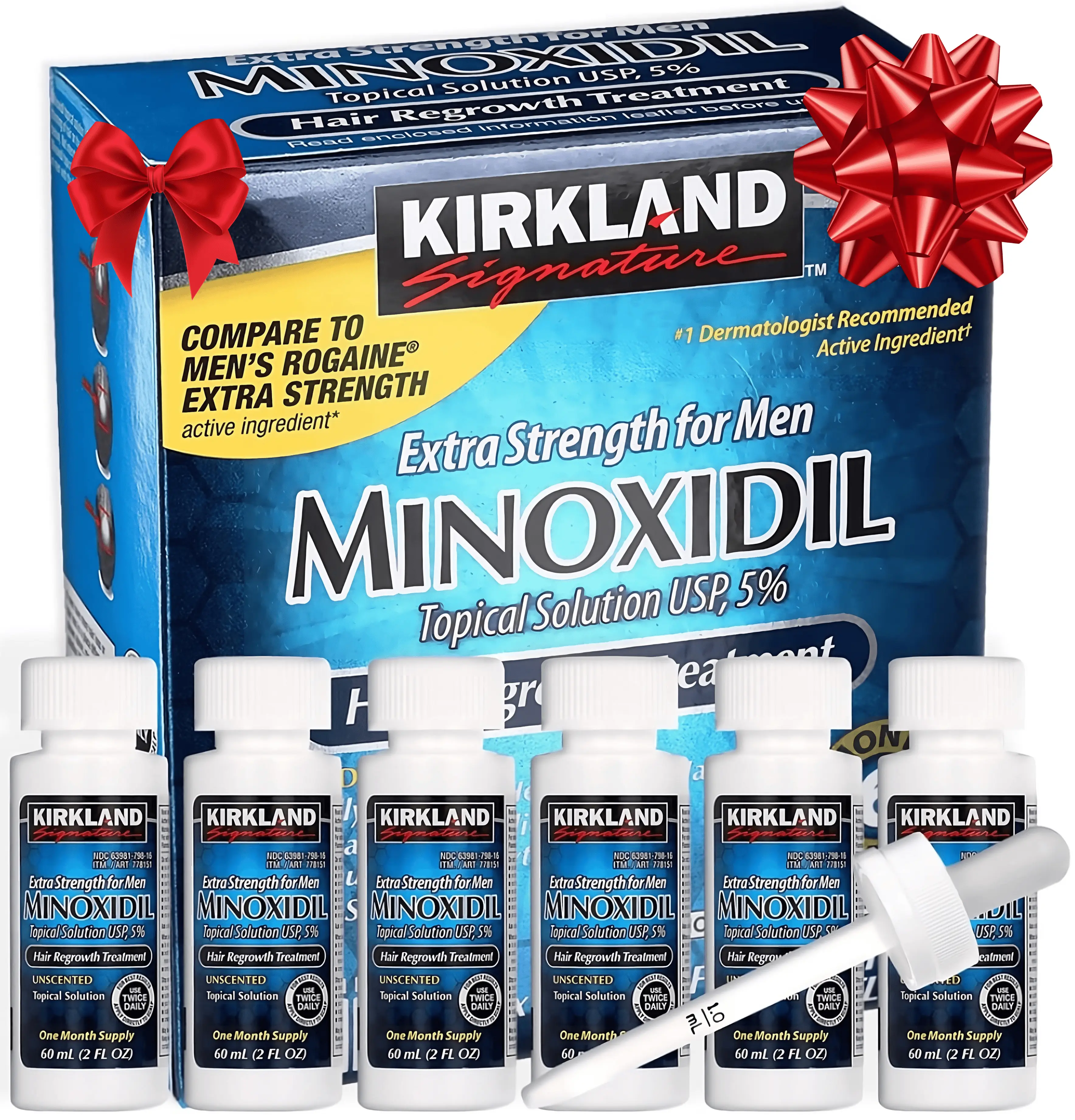 Kirkland Signature Minoxidil Liquid Extra Strength Hair Regrowth Treatment for Men, 5% Topical Solution