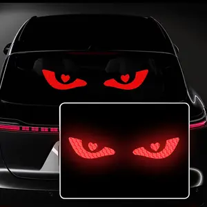 Heart Demon Eyes Car Stickers, Large Reflective Waterproof Vinyl DIY Decals, Night Reflective Markers for Car Rear Window Bumper Body