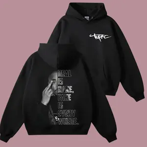 Tupac Rapper Middle Finger Hoodie, 2 Pac Rapper Sweatshirt, Vintage Hip Hop Graphic T-Shirt, Unisex Streetwear Pullover For Fans