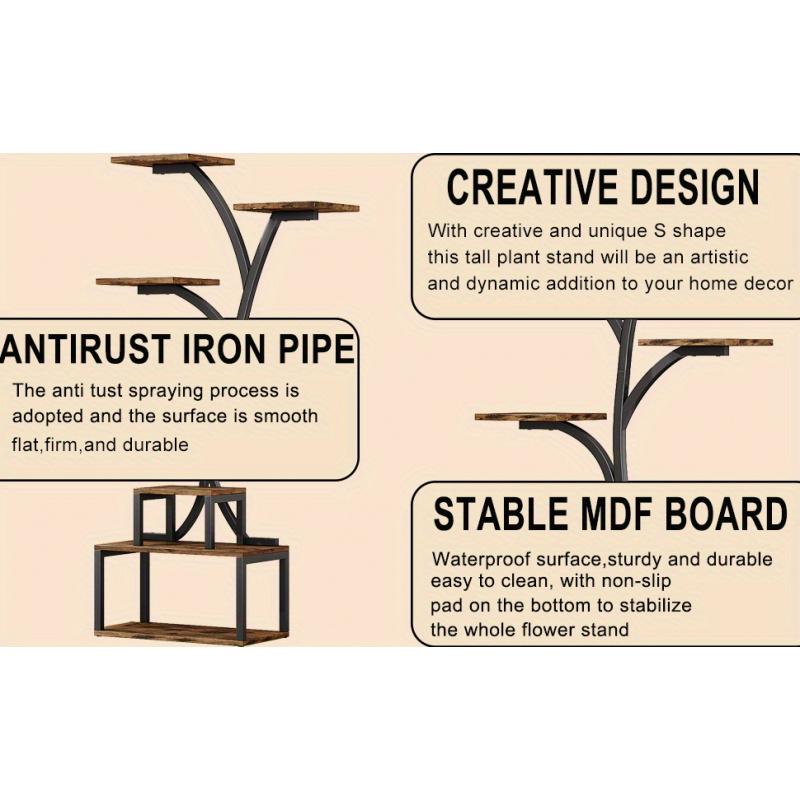 56.5" Tall Metal Plant Stand - Rustproof Indoor/Outdoor Flower Shelf for Multiple Pots| Space-Saving Corner Design for Living Room, Balcony| Easy Assembly