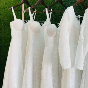 White Chikankari Anarkali Suit - Elegant Design with Lace Detailing and Veil Included