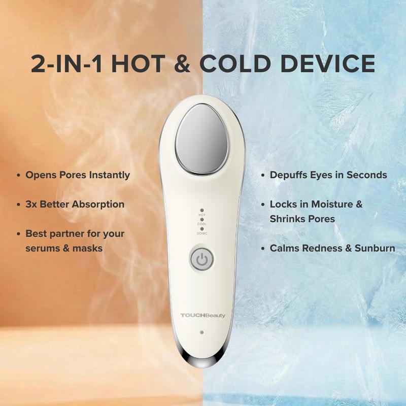 2-in-1 Hot & Cold Facial Massager | Anti-Aging & Depuffing Skin Care Tool | 42°C Heat Absorption & 6°C Ice Cooling Wand for Face & Eyes