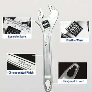 Adjustable Wrench, Multi-Function Large Opening Adjustable Wrench, 8/10/12 Inch, Industrial Grade, Rust-Resistant, Smooth Rolling, Home Repair