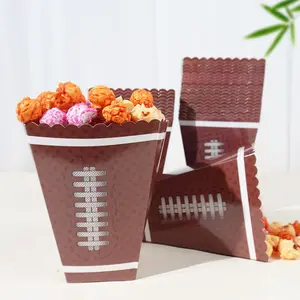 12/24 Pcs Disposable Popcorn Boxes, Rugby-Themed Party Supplies Set, 300g Thick Food-Grade Large-Size Snack Buckets for Birthdays, Movie Nights & Family Binge-Watching