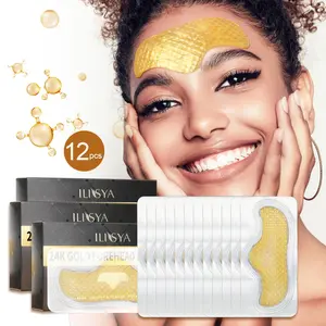 LISYA gold forehead patch 3 boxes, collagen material, containing a variety of plant extract ingredients, moisturize and nourish the skin, make the skin look more tender after use, men and women daily facial skin care good