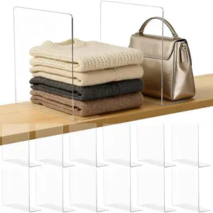 Shelf Dividers for Closet Organization: 12" Tall Acrylic Closet Dividers for Shelves - Clear Free Standing Shelf Separators for Clothing Sweater Purse