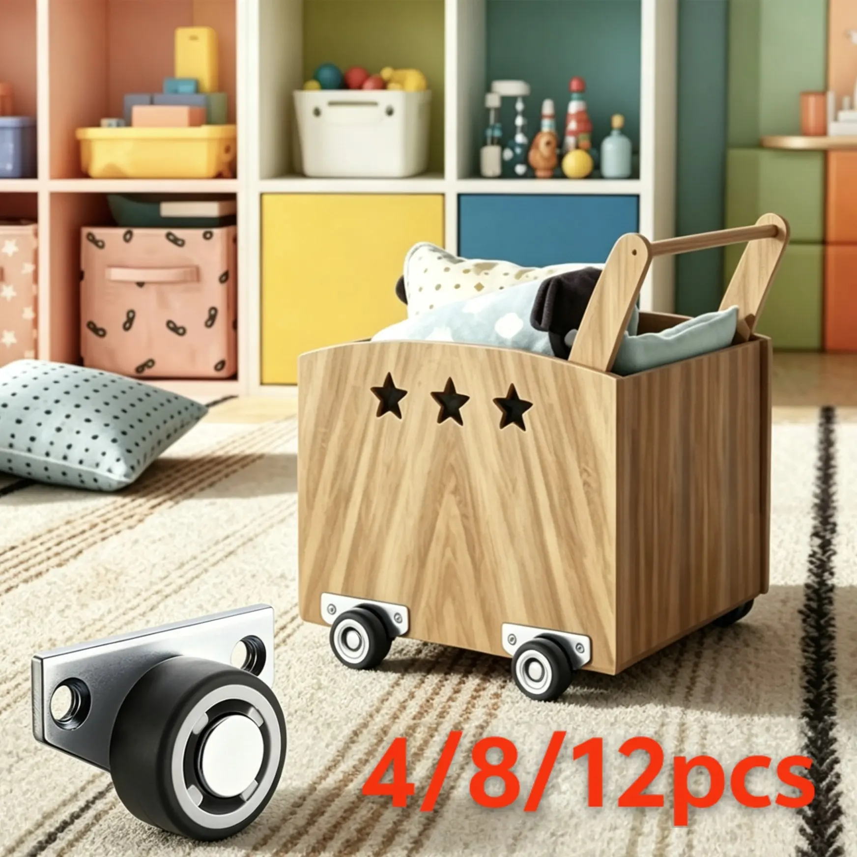 4/8/12 furniture casters with drawers, durable, silent and smooth 1.25-inch silent side-mounted wheels, industrial-grade flat casters with metal surfaces, modern aesthetic furniture casters and industrial-grade flat casters (products with screws).