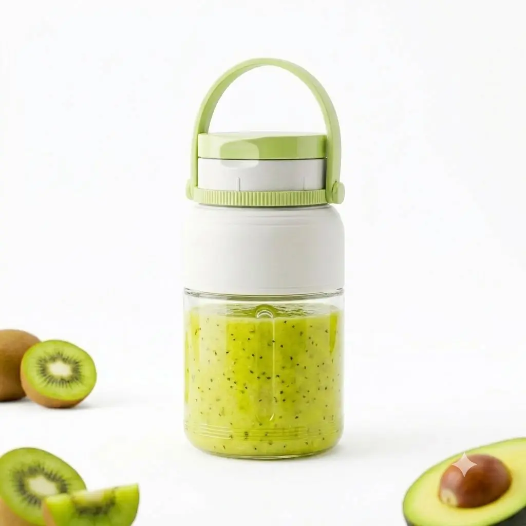 Tighten and double-click to start 2-in-1 Portable Smoothie Blender 37oz Sports Bottle Smart LED Display Type-C Rechargeable Gym Travel Juice Blender Cup Travel Blender