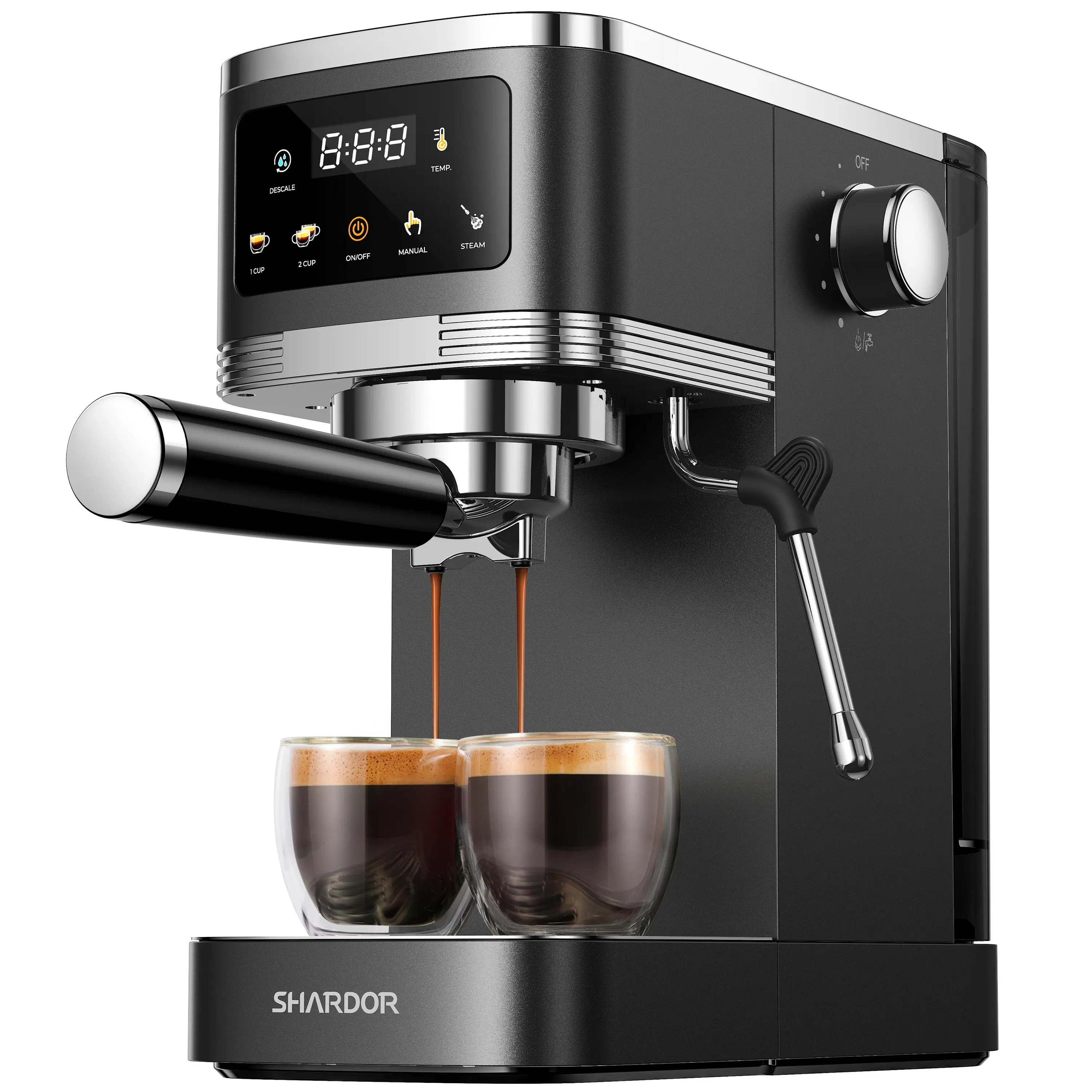 SHARDOR Espresso Machine 20 Bar, Professional Espresso Machine with Milk Frother and Touchscreen, Expresso Coffee Machines with Adjustable Temperature,for Cappuccino, Latte, Stainless Steel, Black