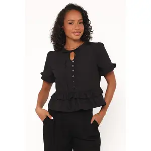 Sorcha Peplum Top - Black