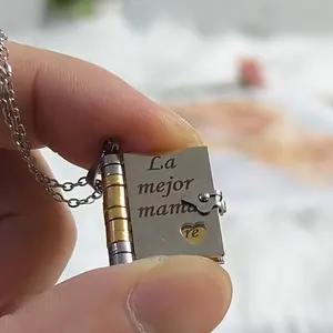 Best Mom Ever Book Necklace, Suitable for Children to Give to Mother, Mother's Day, Thanksgiving, Birthday, Holiday Commemorative Gift, Jewelry, Book Necklace For Mom Mother's Day, Birthday, Memorial Gifts Love Jewelry A Letter for Mom