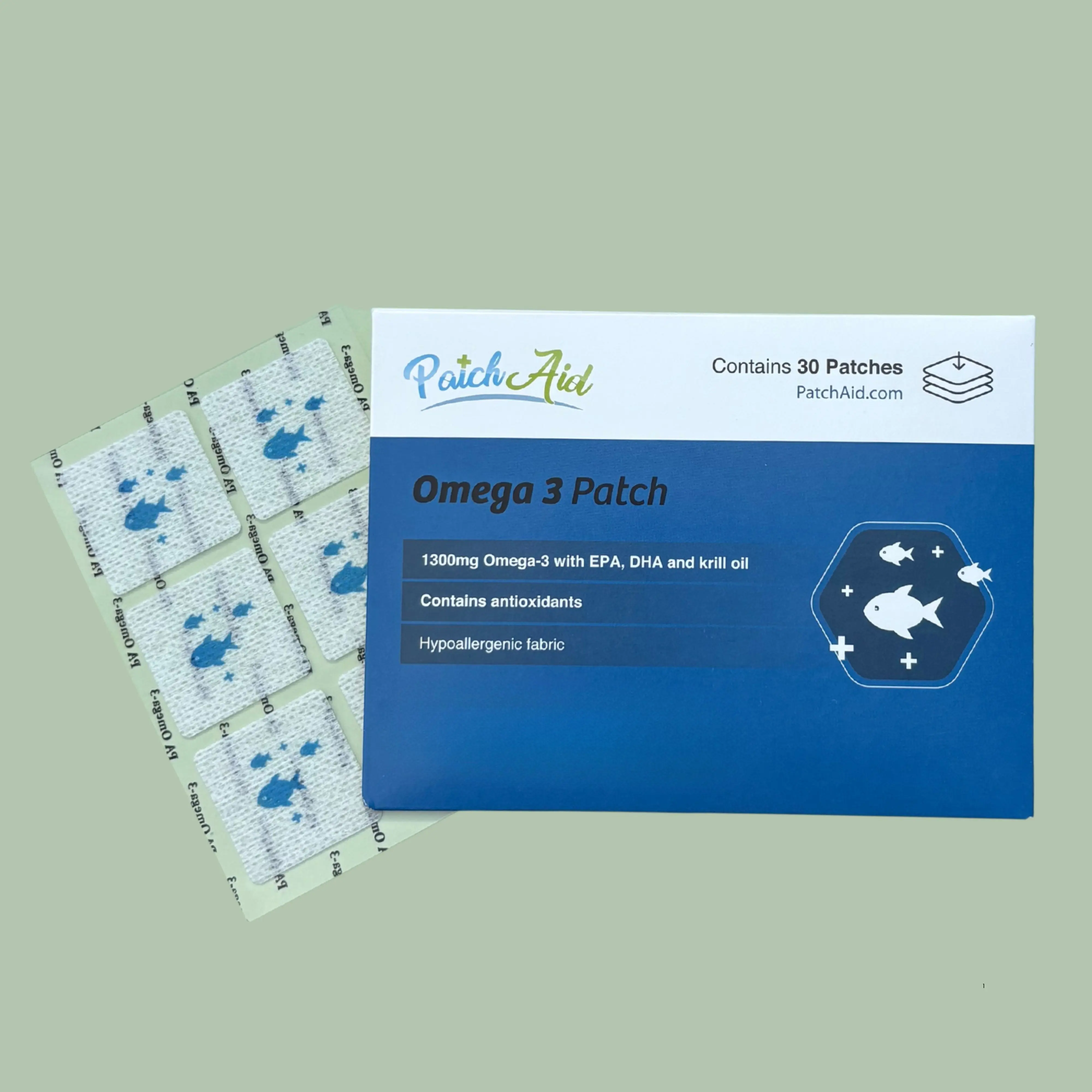 Omega-3 Vitamin Patch Essential Minerals Supplement Antioxidant Supplement with EPA DHA ALA Krill Oil for Heart Joint & Brain Health 30 Patches