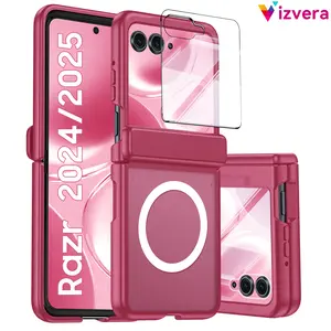Vizvera for Motorola Razr 2026/25/24 Magnetic Case - Shockproof, Hinge Protection, Magsafe Compatible, Built-in Screen Protector | Slim Translucent Cover | SummerVibes