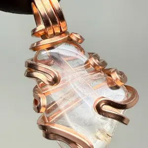 Polished Herkimer Quartz Copper PENDANT Unique Artisan Crafted Design 999 Cu