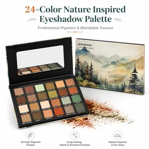 HERORANGE Warm Rose Brown Shimmer Eyeshadow Palette - 24 Shades Single Item Makeup Palette with Matte Finishes, Easy Blend, Smooth, Long-Lasting, Natural Finish for 9-to-5 Soft Glam & Night-Out Full Glam