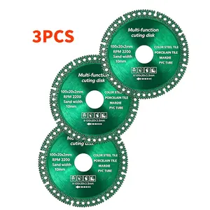 3PCS 4"(100MM) Diamond Multi-purpose Cutting Wheel for Marble, Quartz, Stone, Tile, PVC,Metal, Plastic Angle Grinder Cutting Saw Blades Metalworking Abrasive Disc for DIY,Home Improvement