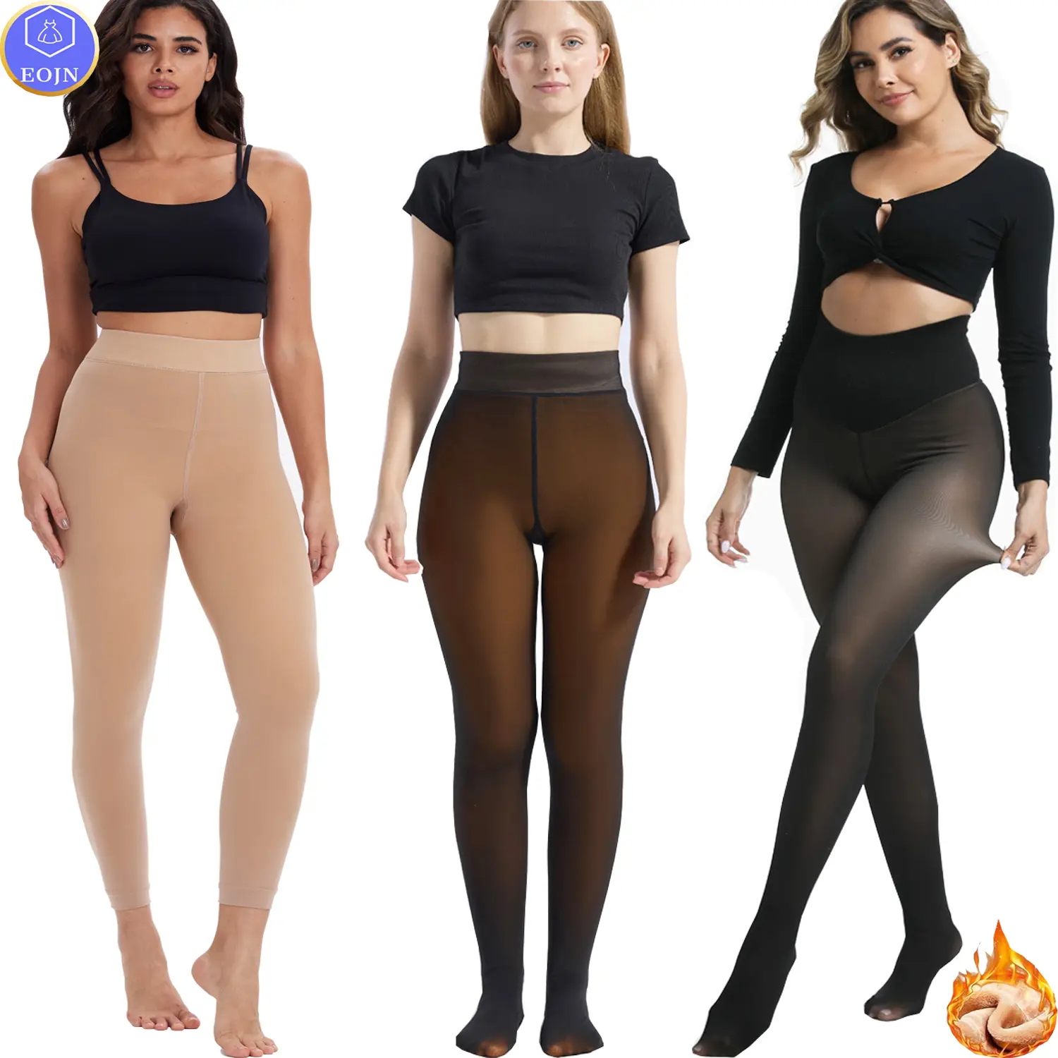EOJN Tights for Womens Fleece lined Faux Sheer Leggings, Winter Warm Ladies  Faux Fur Leggings High Stretch Thick translucent Stretchy stockings For Women Minimalist Warm-lined Basic Tights,Autum Everyday Fashion Bottoms,2 Pcs