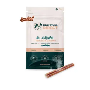 Bully Sticks Direct 6" Select Bully Sticks - Smoked Medium Thickness All-Natural Treats & Chews for Dogs High in Protein Low in Fat Grain-Free
