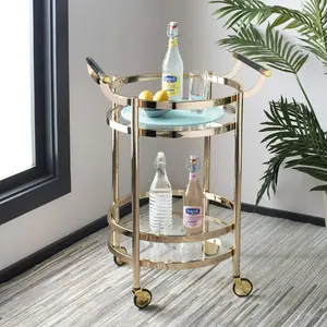 Luxe Round Bar Cart with Casters
