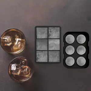 Reusable Silicone Ice Cube Tray Ball Ice Cube Maker with Lid, Rotundity and Large Square Ice Cube Mold for Whiskey Ice and Cocktail, Food Grade Silicone, BPA Free, Large Size