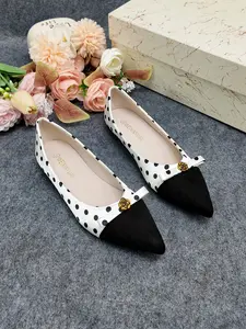 Elegant Polka Dot Textile Shoes, Soft Rubber Sole, Casual Style, All-Season Wear, Perfect for Office & Commute, Women's Footwear