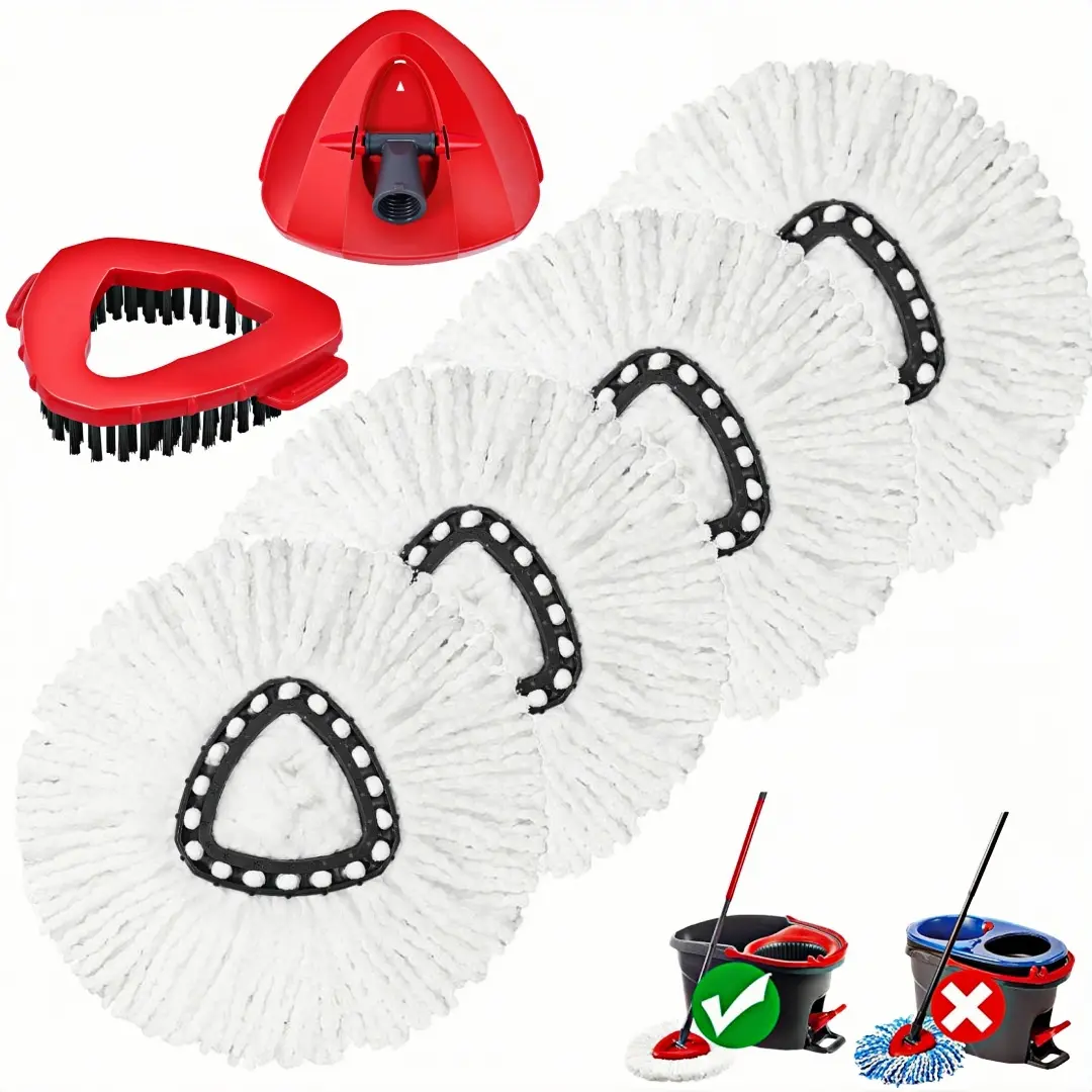 4 Mop Heads+1Brush+1Base