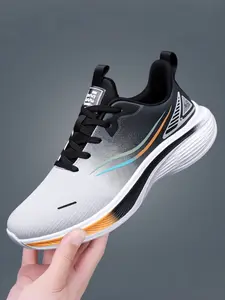 1 Pair Men's Gradient Trendy Leather Sneakers| Street Casual Style | Gradient Color-Block Upper + Breathable Fabric + Adjustable Lace Design | Daily Streetwear / Trendy Outfits / Street Style, Eye-Catching Fashion Sneakers