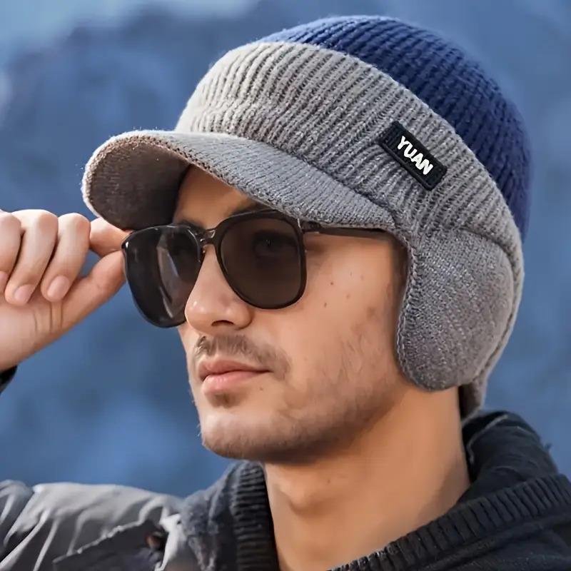 Men's Winter Knitted Earflap Hat - Cold Protection for Skiing, Hiking, Street Style - Elastic Fit, Hand Washable - Available in Outdoor Activities and Daily Winter Accessories, Fashionable Knitted Hat
