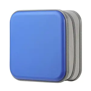 CD Case, 48 Capacity Hard Plastic DVD Case Cover Durable CD Case Protection Portable Zipper CD Case Holder Large Storage Disc Wallet Bag For Car Home Travel(48Capacity,Blue)