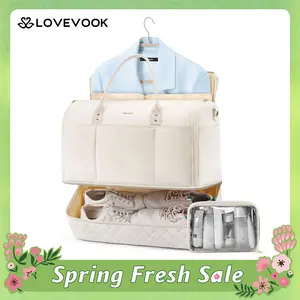 LOVEVOOK Hanging Suitcase Suit Bag for Women with Shoe Compartment and Toiletry Pouch, Convertible 2 in 1 Garment Bag, Waterproof Weekender Bag with Toiletry Bag, Carry On Travel Duffel Bag for Business Trip, Wedding SpringStatements