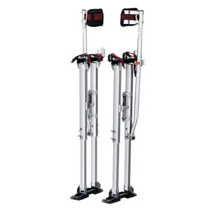 Summervibes VEVOR Drywall Stilts, 36''-50'' Adjustable Aluminum Tool Stilts with Protective Knee Pads, Durable and Non-slip Work Stilts for Sheetrock Painting, Walking, Taping, Silver