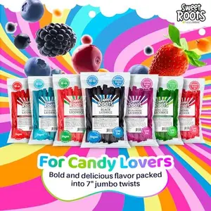 Sweet Roots Black Licorice Twists – 1 Bag (16 oz) – Jumbo Size Candy Sticks | Vegan, Fat Free, Kosher | Soft Gourmet Licorice Candy with Classic Black Licorice Flavor