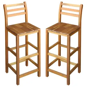 vidaXL Bar Stools 2 pcs, Bar Seats, Counter Height Stools, Island Stools for Pub Dining Room Kitchen Counter Island, Farmhouse, Solid Acacia Wood 44130