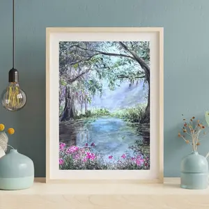 Enchanted Swamp Art Print Nature inspired watercolor painting