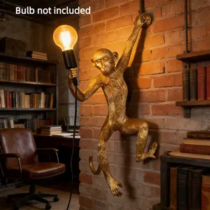 CNCEST Monkey Light Wall Lamp Industrial Vintage Resin Wall Mount Lighting Fixture Monkey Shape for Living Room Bedroom Club Decoration (Without bulb)