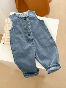 Baby Boys Girls Spring Autumn One-Piece Jumpsuit, Toddler Denim Vest Long Romper, Comfortable & Stylish Infant, Toddler Outfit