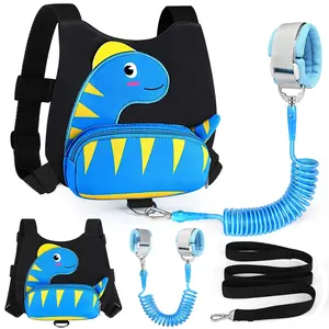 X-LWL08  Toddler Harness Wrist Leash with Anti Lost Wrist Link, Cute Dinosaur Kids Back Pack Child Walking Restraints Holder Straps Belt Tether to Keep Baby Boys Girls Close While Outdoor