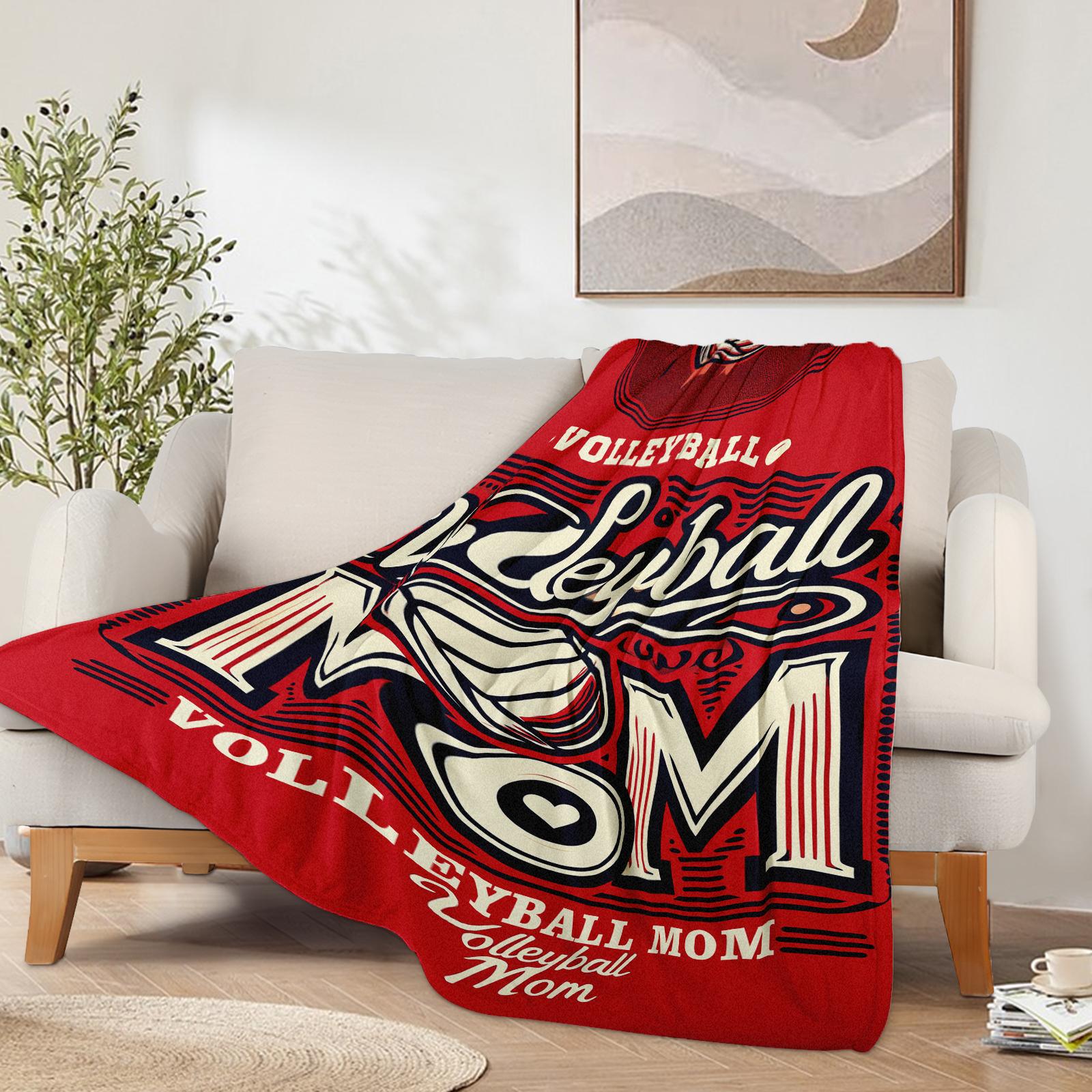 Volleyball Mom Soft Flannel Throw Blanket Ultra Plush Lightweight & Breathable for Car Sofa Bed Travel Camping All Seasons Gift mother meaningful heartfelt comfort day